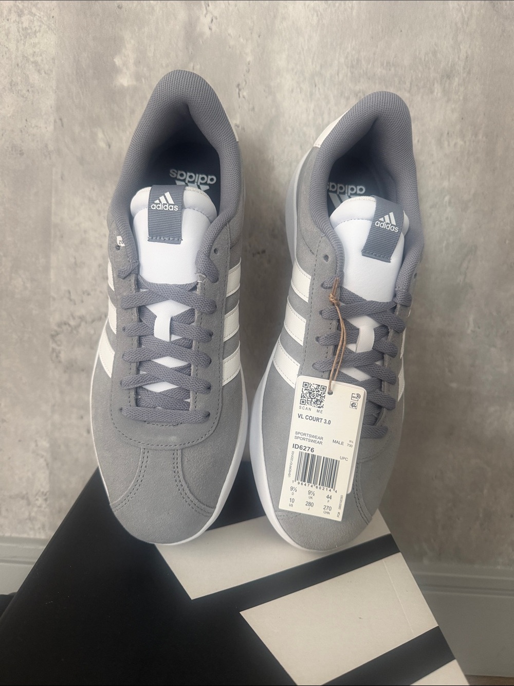 Men’s adidas VL Court 3.0 Gray & White Casual Sneakers